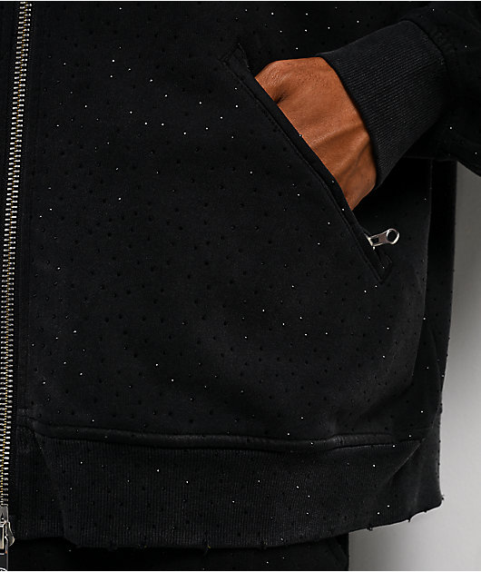 $AD BOYZ x Embellish Buss Down Black Wash Zip Hoodie