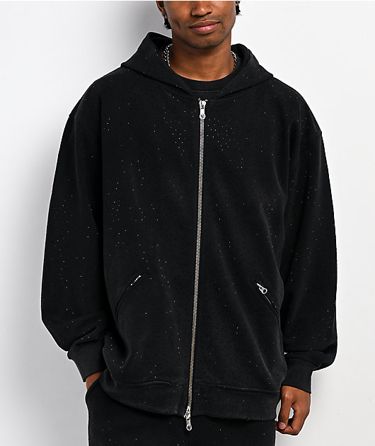 $AD BOYZ x Embellish Buss Down Black Wash Zip Hoodie