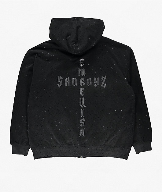 $AD BOYZ x Embellish Buss Down Black Wash Zip Hoodie