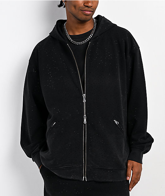 $AD BOYZ x Embellish Buss Down Black Wash Zip Hoodie