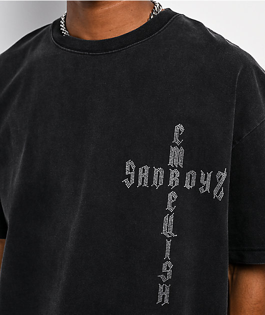 $AD BOYZ x Embellish Cross Black Wash T-Shirt