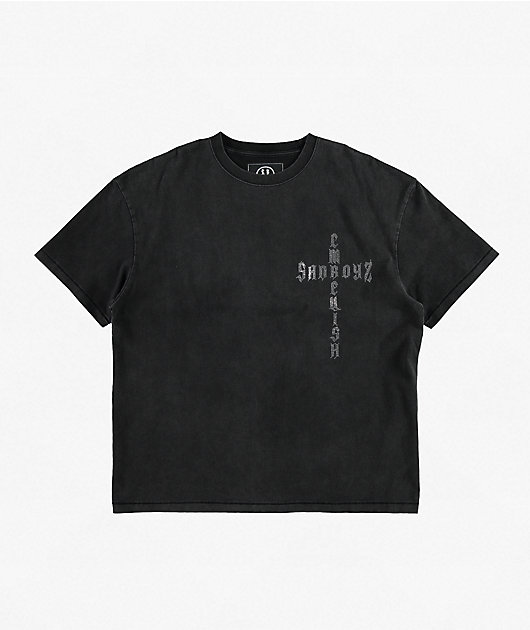$AD BOYZ x Embellish Cross Black Wash T-Shirt