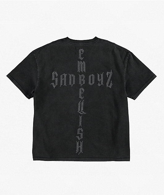 $AD BOYZ x Embellish Cross Black Wash T-Shirt