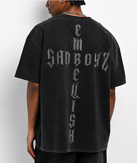 $AD BOYZ x Embellish Cross Black Wash T-Shirt