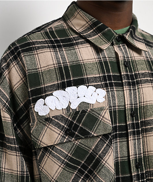 $AD BOYZ x Embellish Crystal Green & Brown Flannel Shirt