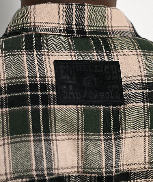 $AD BOYZ x Embellish Crystal Green & Brown Flannel Shirt