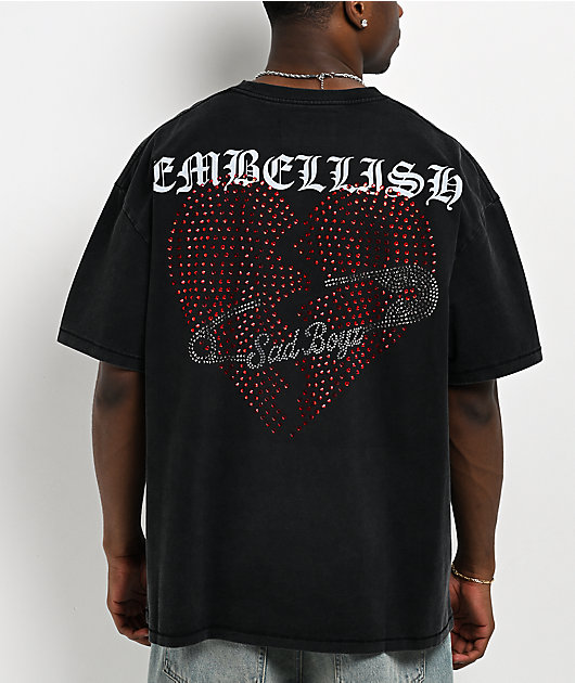 $AD BOYZ x Embellish Safety Heart Black Wash T-Shirt