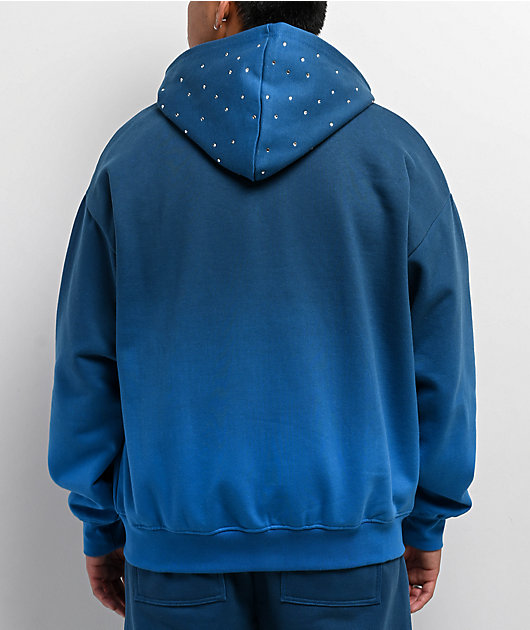 $AD BOYZ by Junior H Angel Blue Rhinestone Zip Hoodie