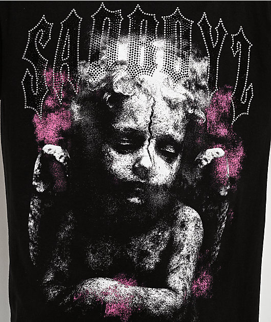$AD BOYZ by Junior H Angel Stones Black T-Shirt