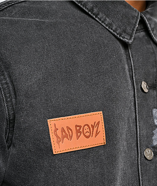 $AD BOYZ by Junior H Denim Black Long Sleeve Button Up Shirt