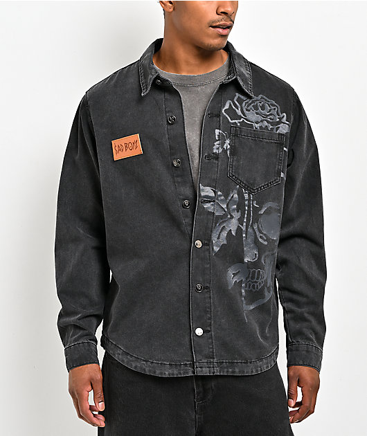 $AD BOYZ by Junior H Denim Black Long Sleeve Button Up Shirt