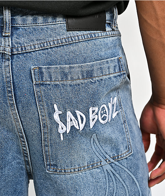 $AD BOYZ by Junior H Denim Blue Baggy Jeans