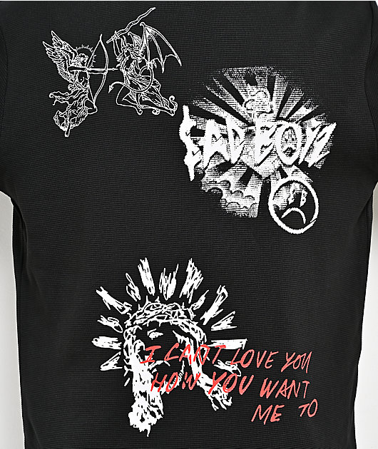 $AD BOYZ by Junior H Emotionally Unavailable Black Thermal Long Sleeve T-Shirt
