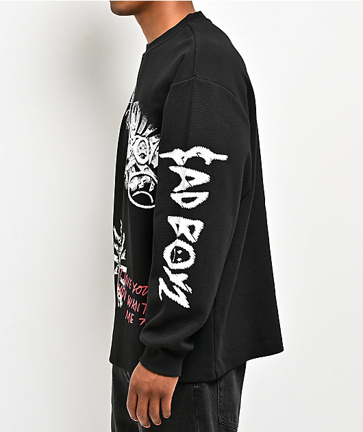 $AD BOYZ by Junior H Emotionally Unavailable Black Thermal Long Sleeve T-Shirt