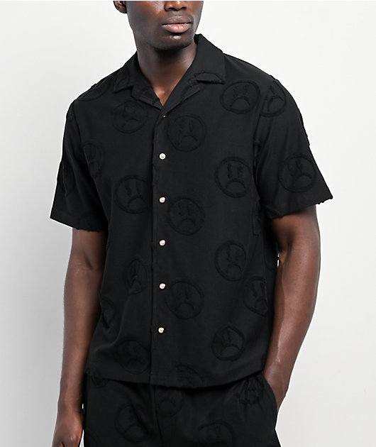 AD BOYZ by Junior H Face Woven Black Terry Short Sleeve Button Up Shirt |  Zumiez