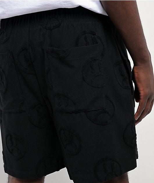 $AD BOYZ by Junior H Face Woven Black Terry Shorts