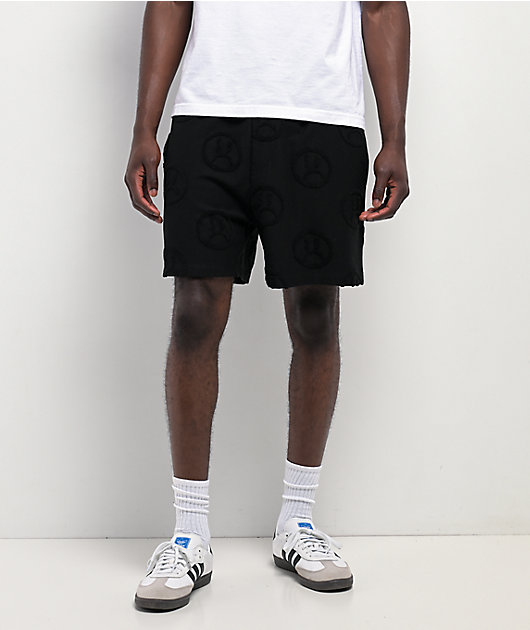 $AD BOYZ by Junior H Face Woven Black Terry Shorts