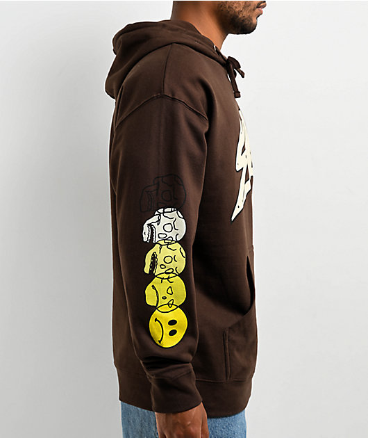 SAD BOYZ by Junior H Faces Brown Hoodie