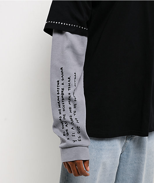 $AD BOYZ by Junior H Flames Black & Grey 2fer Long Sleeve T-Shirt