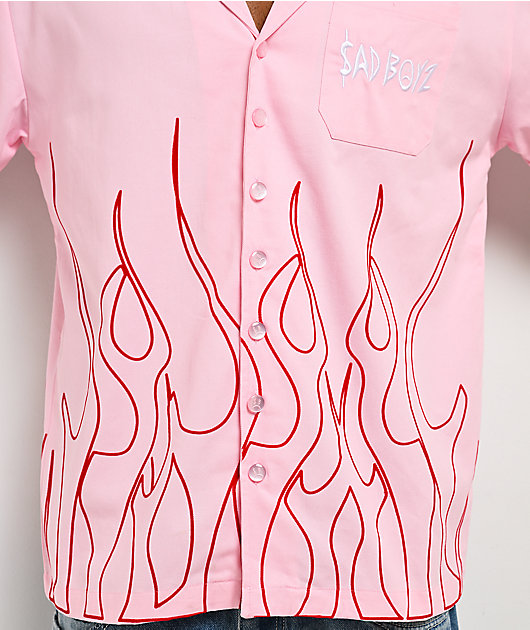 $AD BOYZ by Junior H Flames Poplin Pink Work Shirt