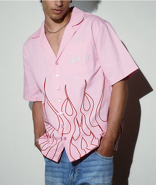 $AD BOYZ by Junior H Flames Poplin Pink Work Shirt