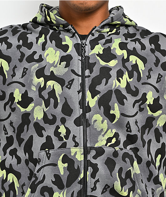 $AD BOYZ by Junior H Giant Cheetah Grey Zip Hoodie