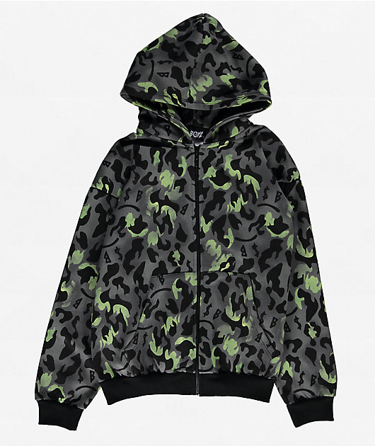 $AD BOYZ by Junior H Giant Cheetah Grey Zip Hoodie