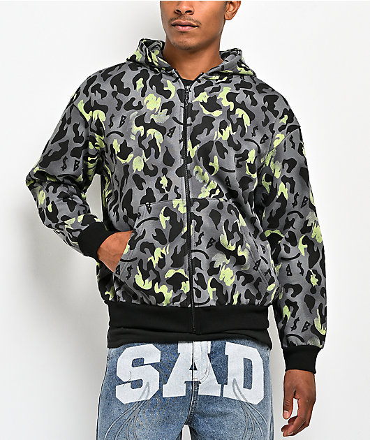 $AD BOYZ by Junior H Giant Cheetah Grey Zip Hoodie