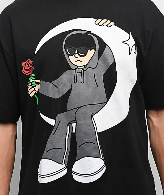 SAD BOYZ by Junior H Half Moon Black T-Shirt