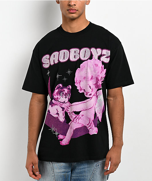 $AD BOYZ by Junior H Luna Rhinestone Black T-Shirt