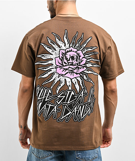 SAD BOYZ by Junior H Pink Roses Brown T-Shirt