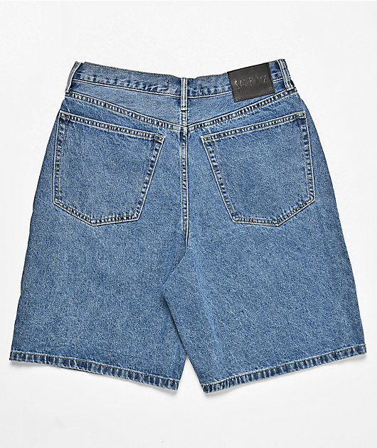 $AD BOYZ by Junior H Printed Grail Blue Wash Denim Shorts