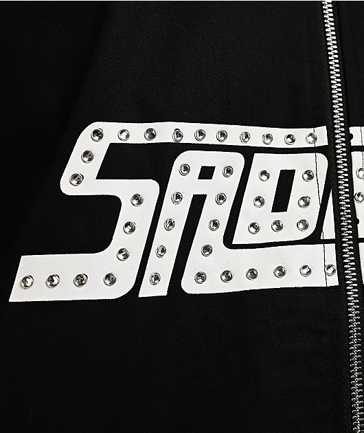 $AD BOYZ by Junior H Rhinestone Black Full Zip Work Shirt
