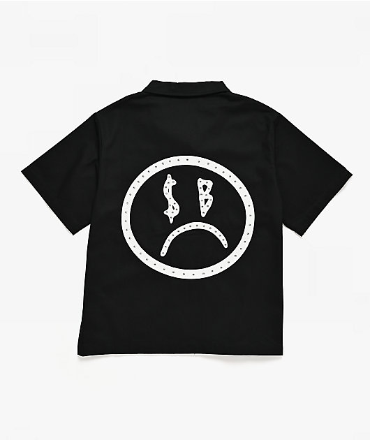 $AD BOYZ by Junior H Rhinestone Black Full Zip Work Shirt