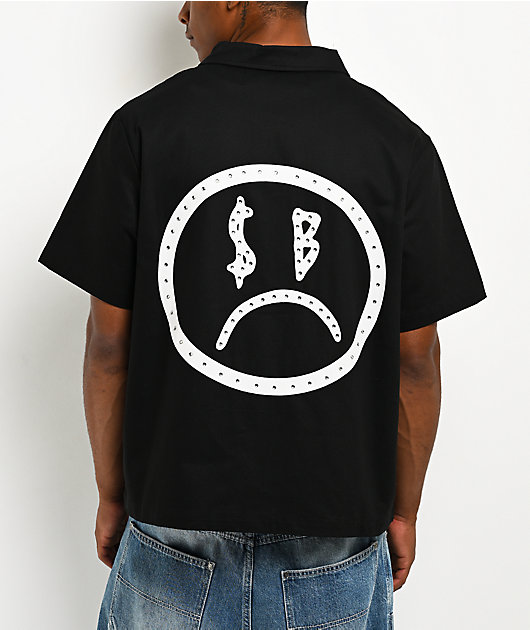 $AD BOYZ by Junior H Rhinestone Black Full Zip Work Shirt