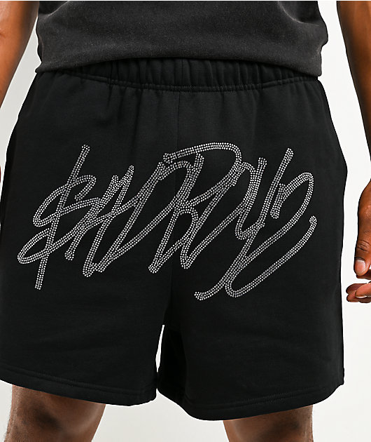 $AD BOYZ by Junior H Rhinestone Black Sweat Shorts