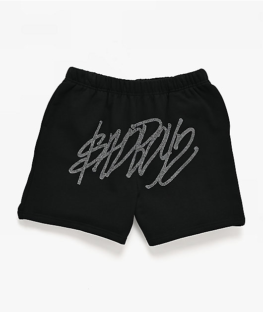 $AD BOYZ by Junior H Rhinestone Black Sweat Shorts