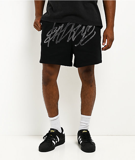 $AD BOYZ by Junior H Rhinestone Black Sweat Shorts