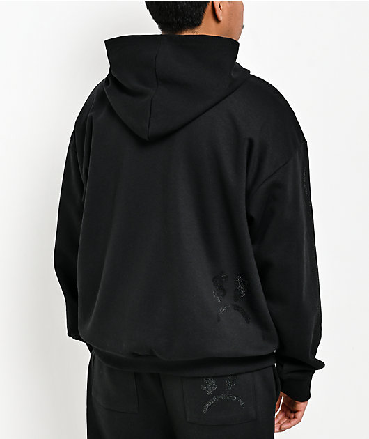 $AD BOYZ by Junior H Rhinestone Flames Black Hoodie