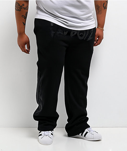 $AD BOYZ by Junior H Rhinestone Flames Black Sweatpants