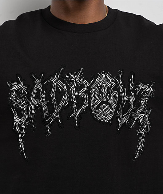 SADBOYZ by Junior H Rhinestone Logo Black T-Shirt