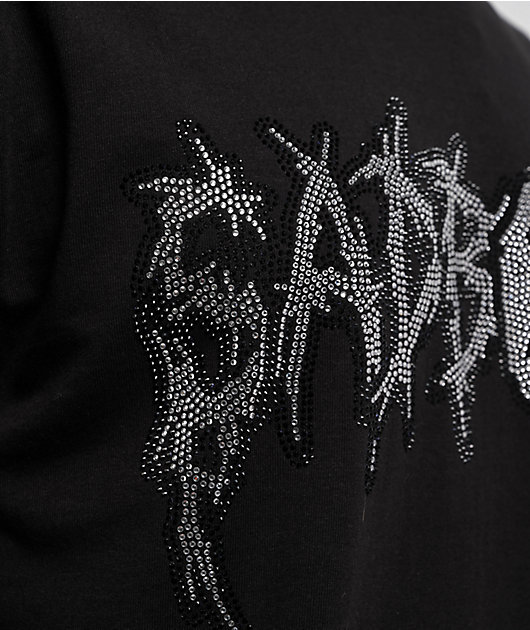 SADBOYZ by Junior H Rhinestone Logo Black T-Shirt