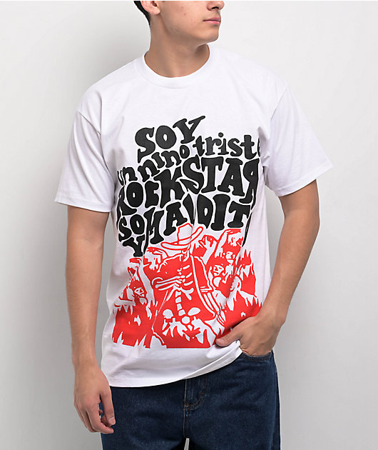 SAD BOYZ by Junior H Rockstar White T-Shirt Zumiez