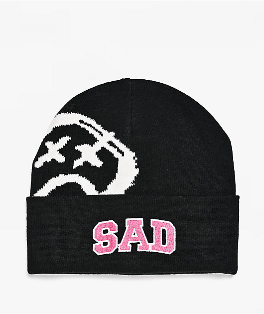$AD BOYZ by Junior H Sad Face Black Beanie