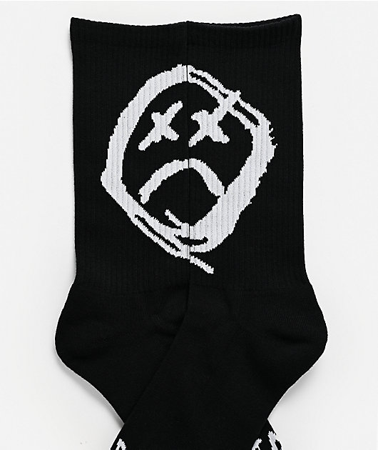 $AD BOYZ by Junior H Sad Face Black Crew Socks