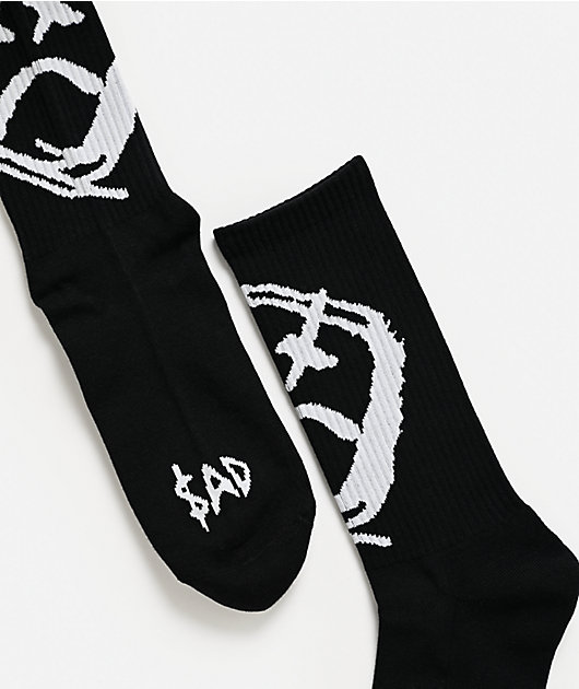 $AD BOYZ by Junior H Sad Face Black Crew Socks