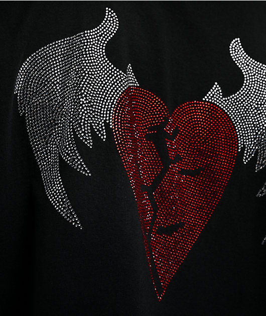 $AD BOYZ by Junior H Sad Wing Rhinestone Black T-Shirt