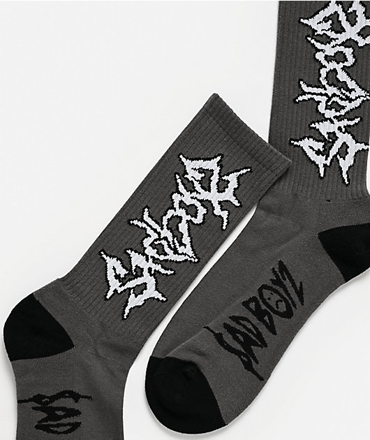 $AD BOYZ by Junior H Script Grey Crew Socks
