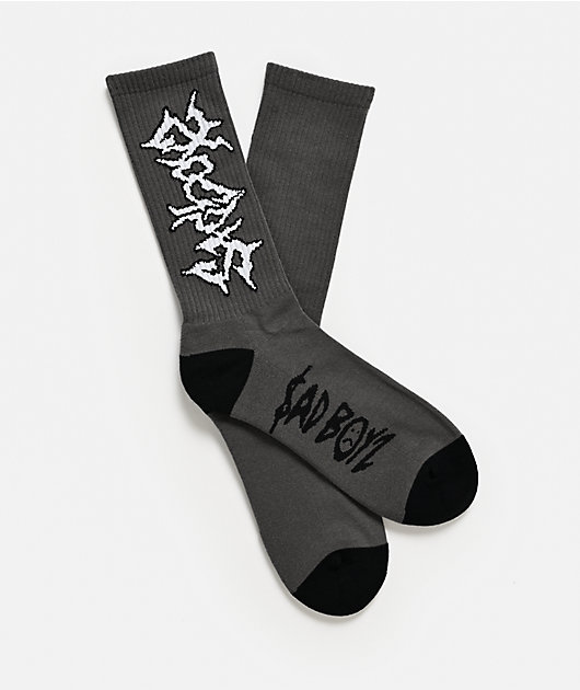 $AD BOYZ by Junior H Script Grey Crew Socks