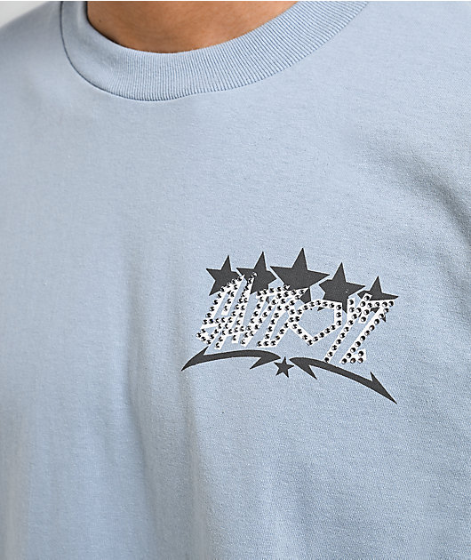 $AD BOYZ by Junior H Stars For Life Rhinestone Pastel Blue T-Shirt